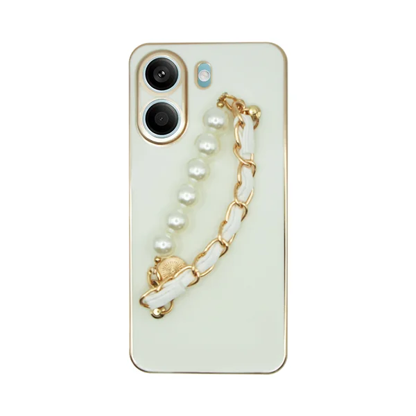 Φωτογραφία προϊόντος: Vivid Silicone Case Pearl Chain Holder Redmi Note 13 5G White/Gold