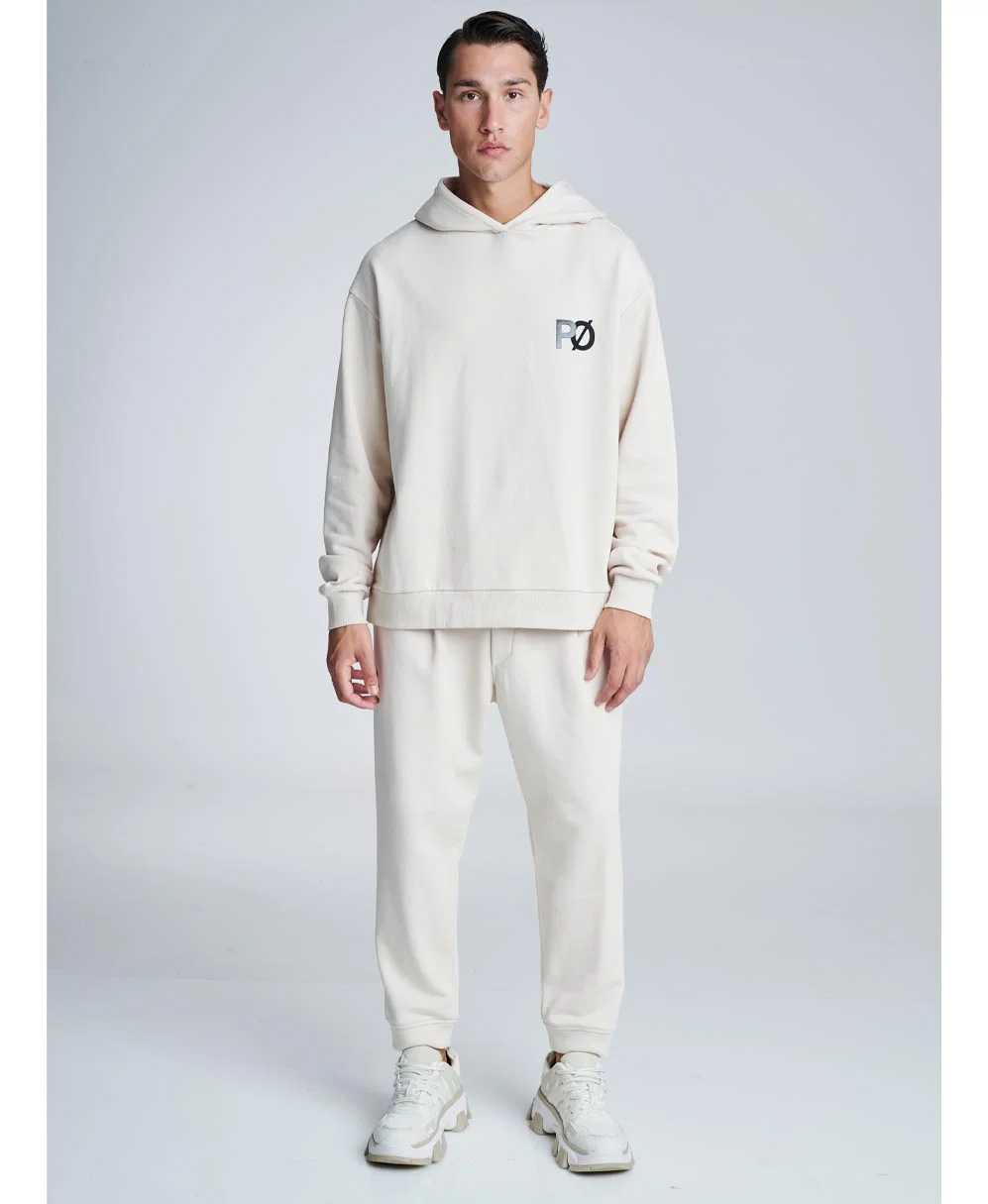 Φωτογραφία προϊόντος: P/COC P-1507 cream hoody φούτερ με κουκούλα και μαύρη στάμπα