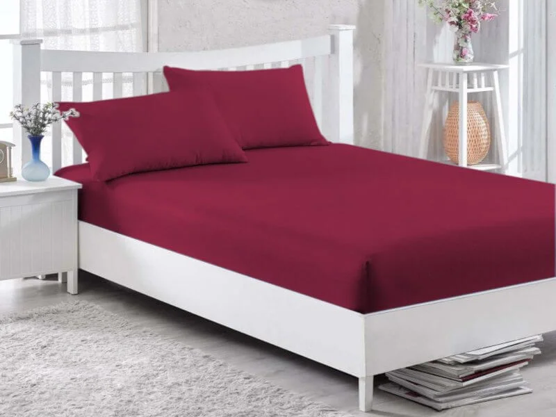 Φωτογραφία προϊόντος: ΓΑΡΥΦΑΛΛΟ Κατωσέντονο Μονό με Λάστιχο Μπορντό 100% Βαμβακερό Γαρύφαλλο 100x200+30cm