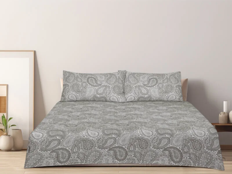 Φωτογραφία προϊόντος: ΓΑΡΥΦΑΛΛΟ Σετ Σεντόνια Διπλά Φανελένια Paisly Grey 100% Βαμβακερά Γαρύφαλλο 200x260
