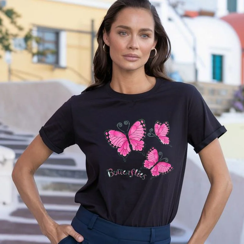 Φωτογραφία προϊόντος: Prime T-Shirt Γυναικείο με σχέδιο Πεταλούδες 8346