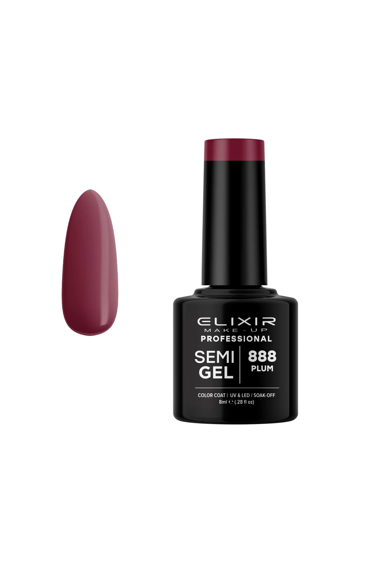Φωτογραφία προϊόντος: Ημιμόνιμο Βερνίκι Elixir Semi Gel 888 Plum 8ml