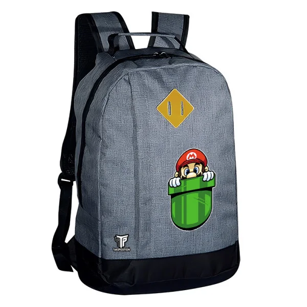 Φωτογραφία προϊόντος: Σακίδιο πλάτης Takeposition Riv, Pocket Pipe Mario, 1 κεντρική θέση, 45Y x 30Π x 16Β, Γκρι, 975-1290