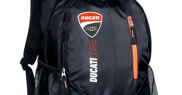 Φωτογραφία προϊόντος: Σακίδιο πλάτης Takeposition Wild Ducati course logo, 2 κεντρική θέση Rpet 600D 45Y x 29Π x 17Β, Μαύρο, 970-9068