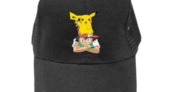Φωτογραφία προϊόντος: Παιδικό καπέλο unisex onesize βαμβακερό Jockey με δίχτυ Takeposition Ash and Pikachu, Μαύρο , 119-1022-1