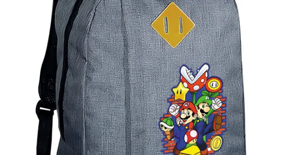 Φωτογραφία προϊόντος: Σακίδιο πλάτης Takeposition Riv, Mario Bros Ready to play, 1 κεντρική θέση, 45Y x 30Π x 16Β, Γκρι, 975-1302