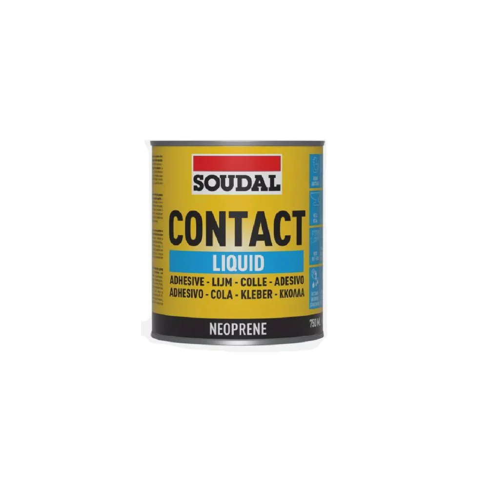 Φωτογραφία προϊόντος: Soudal Contact Liquid Neoprene Βενζινόκολα -Κόλλα Επαφής για Ξύλο, Δέρμα Μέταλλο + Πλαστικά 750ml