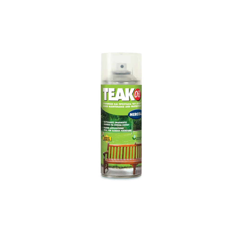 Φωτογραφία προϊόντος: Mercola TEAK OIL SPRAY Προστατευτικό και Συντηρητικό Λάδι για Ξύλα Τeak 400 ml