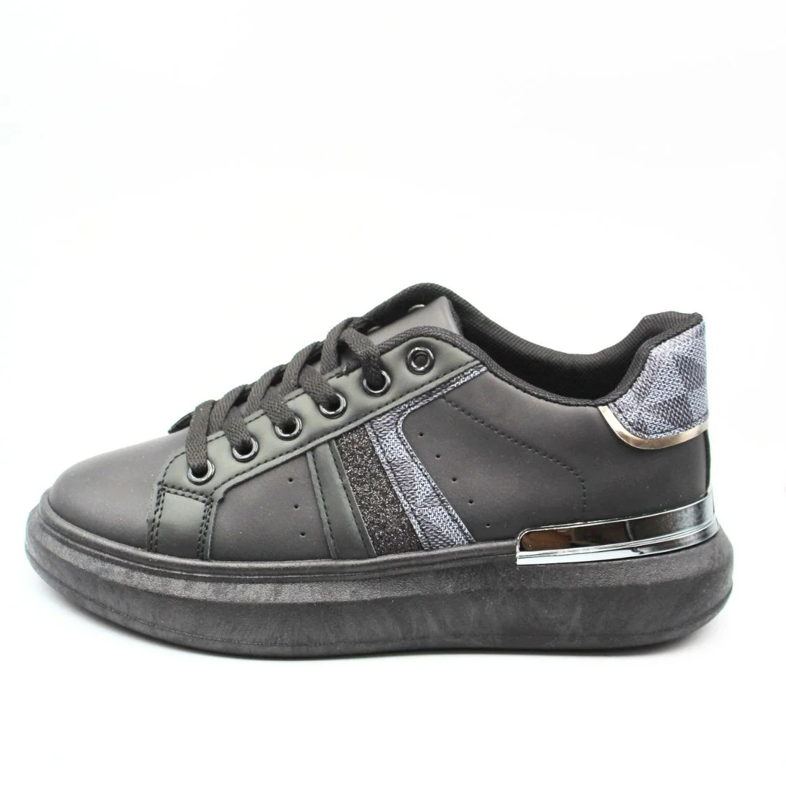 Φωτογραφία προϊόντος: PLATO Sneaker μαύρο με τριχρωμία στο πλαί