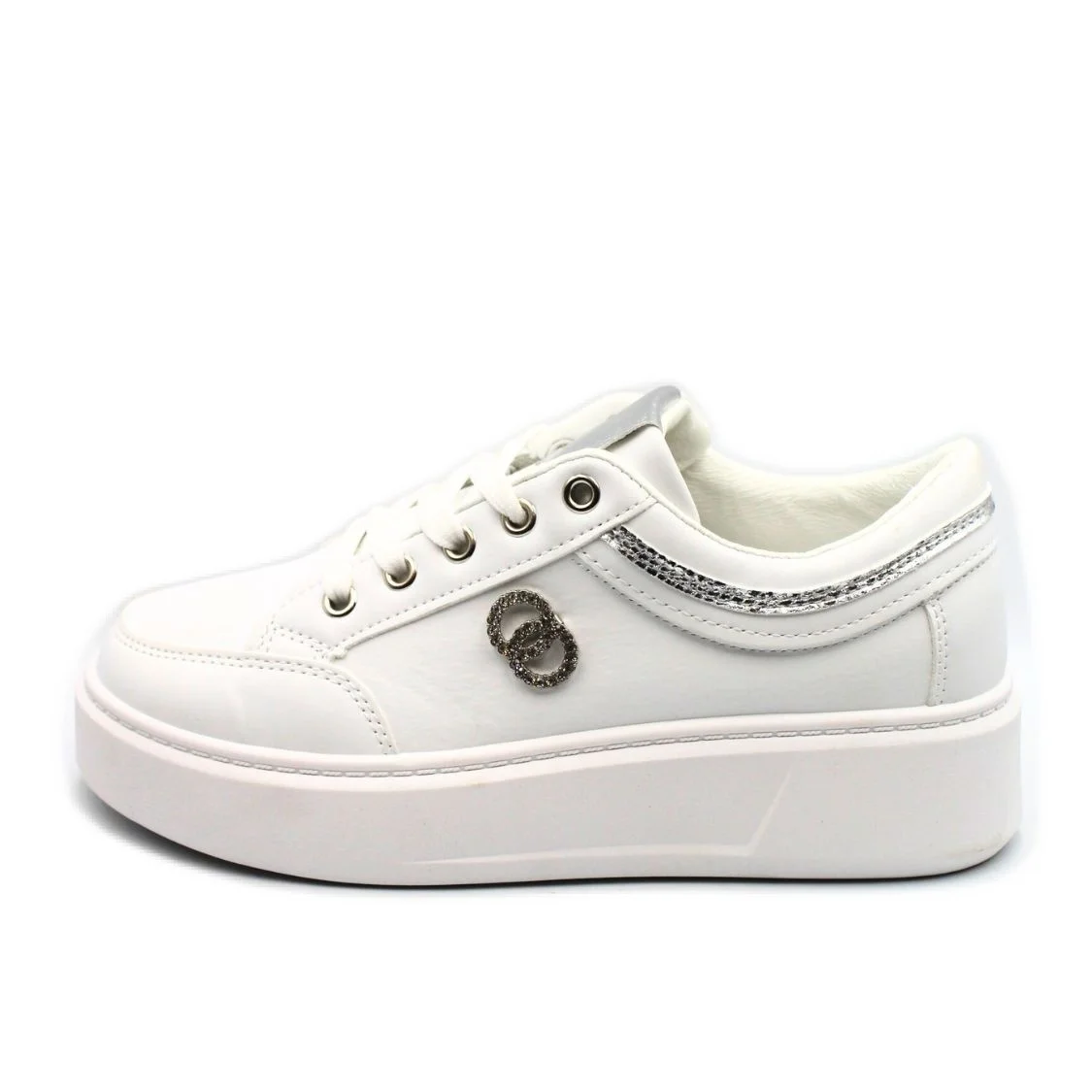 Φωτογραφία προϊόντος: PLATO Sneaker λευκό με ασημί λεπτομέρεια