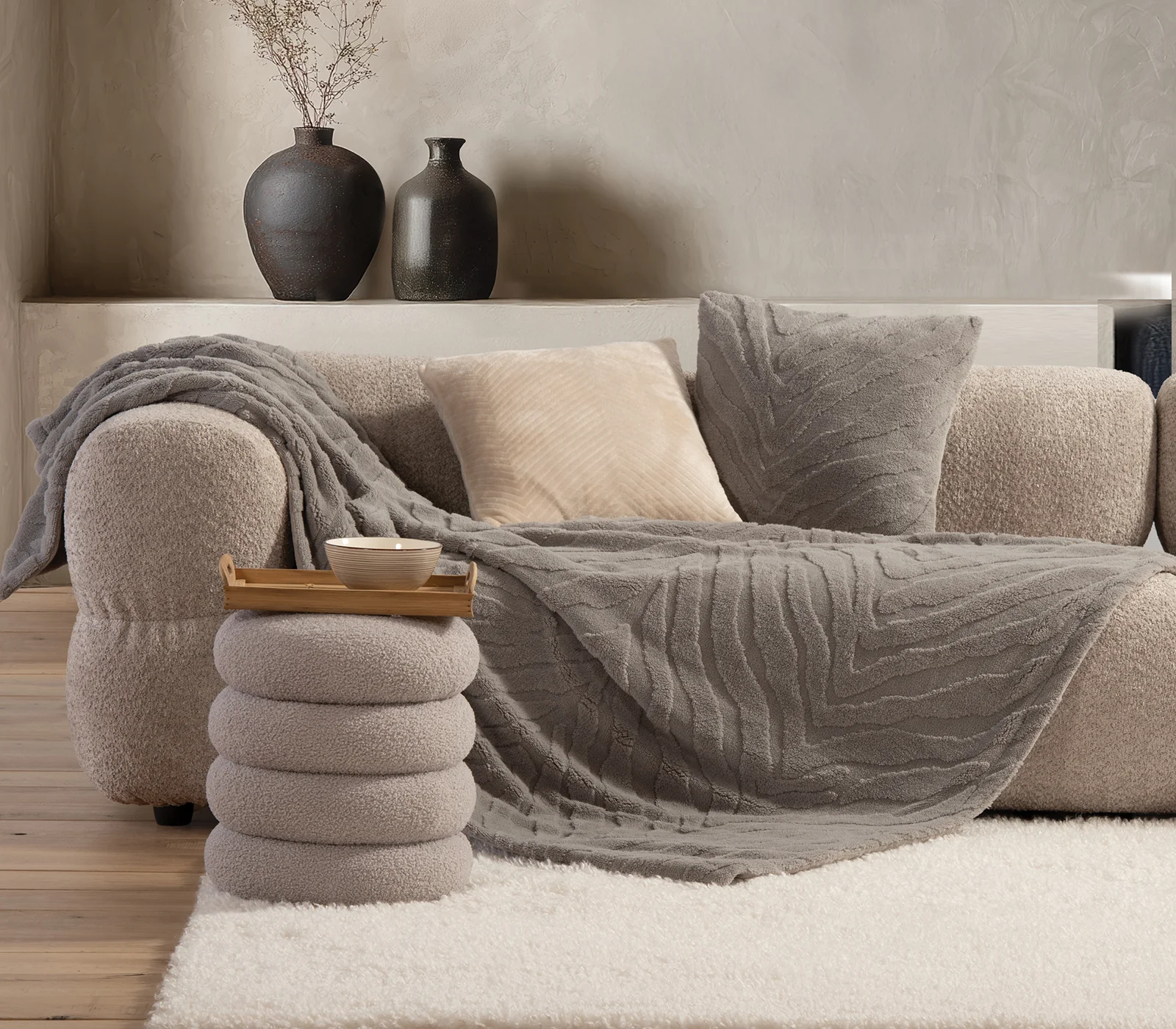 Φωτογραφία προϊόντος: Nef-Nef Homeware ΚΟΥΒΕΡΤΑ ΚΑΝΑΠΕ SHERPA BERIEN 130X180 GREY