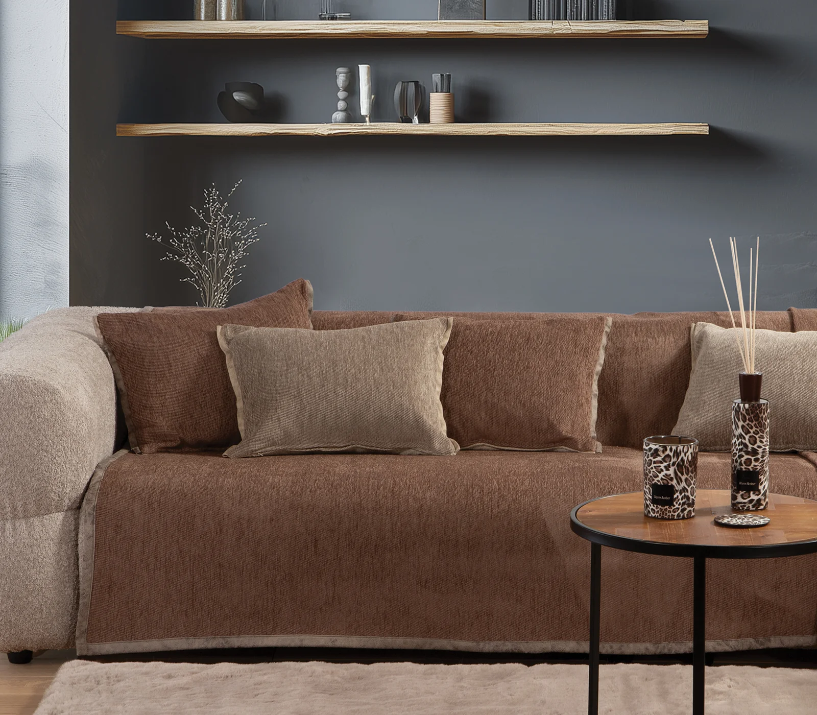 Φωτογραφία προϊόντος: Nef-Nef Homeware Ριχτάρι Τετραθέσιου Καναπέ New Tanger 180x350 BROWN/ECRU