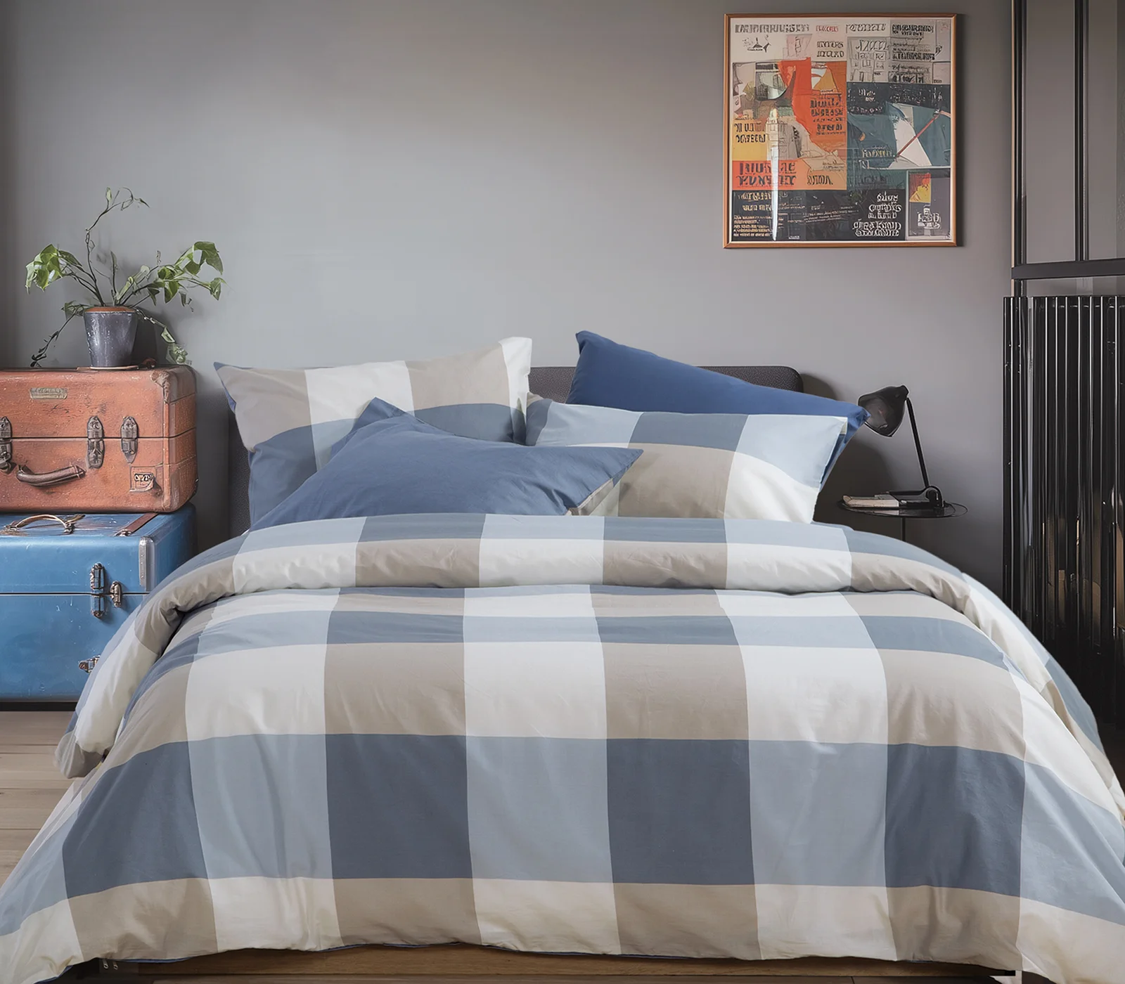 Φωτογραφία προϊόντος: Nef-Nef Homeware ΠΑΠΛΩΜΑΤΟΘΗΚΗ ΒΑΜΒ.CASUAL CHECK ΣΕΤ Υ/ΠΛΗ DENIM 240x230