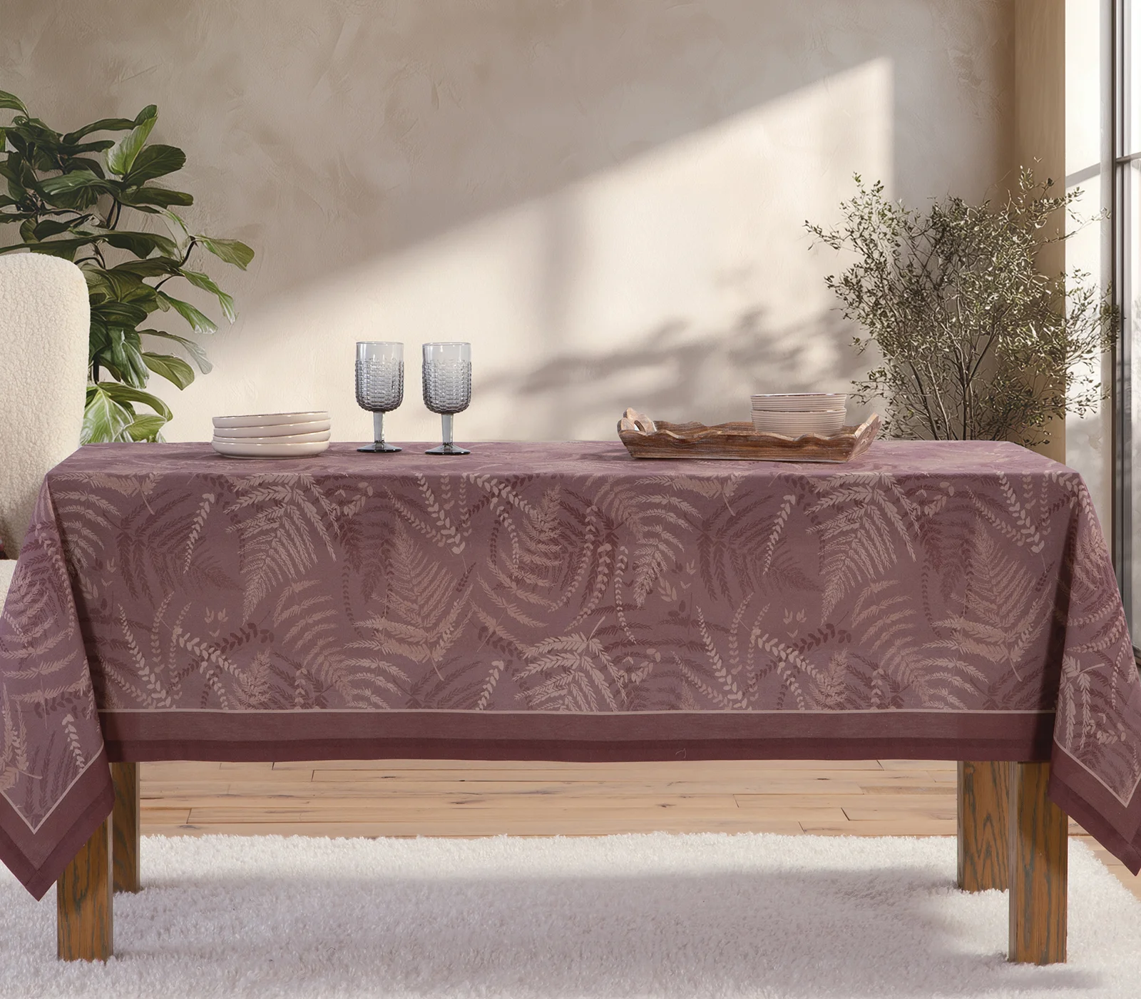 Φωτογραφία προϊόντος: Nef-Nef Homeware ΤΡΑΠΕΖΟΜΑΝΤΗΛΟ ΒΑΜΒ.FERN 140X140 BORDO