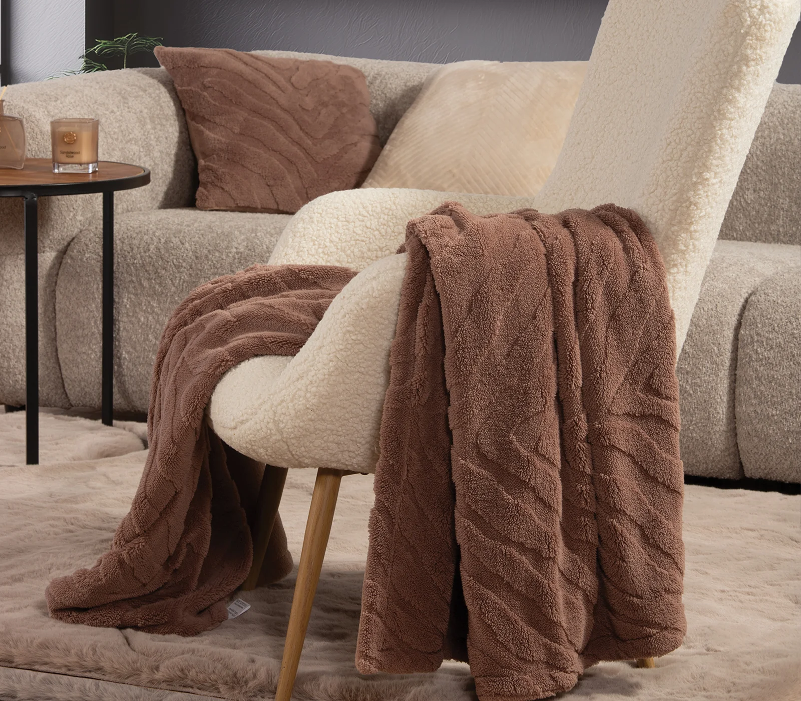 Φωτογραφία προϊόντος: Nef-Nef Homeware ΚΟΥΒΕΡΤΑ ΚΑΝΑΠΕ SHERPA BERIEN 130X180 BROWN