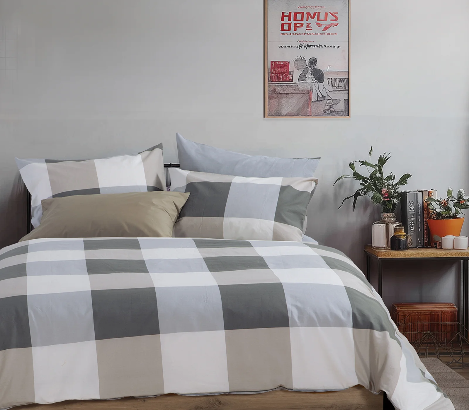 Φωτογραφία προϊόντος: Nef-Nef Homeware ΠΑΠΛΩΜΑΤΟΘΗΚΗ ΒΑΜΒ.CASUAL CHECK ΣΕΤ Υ/ΠΛΗ GREY 240x230