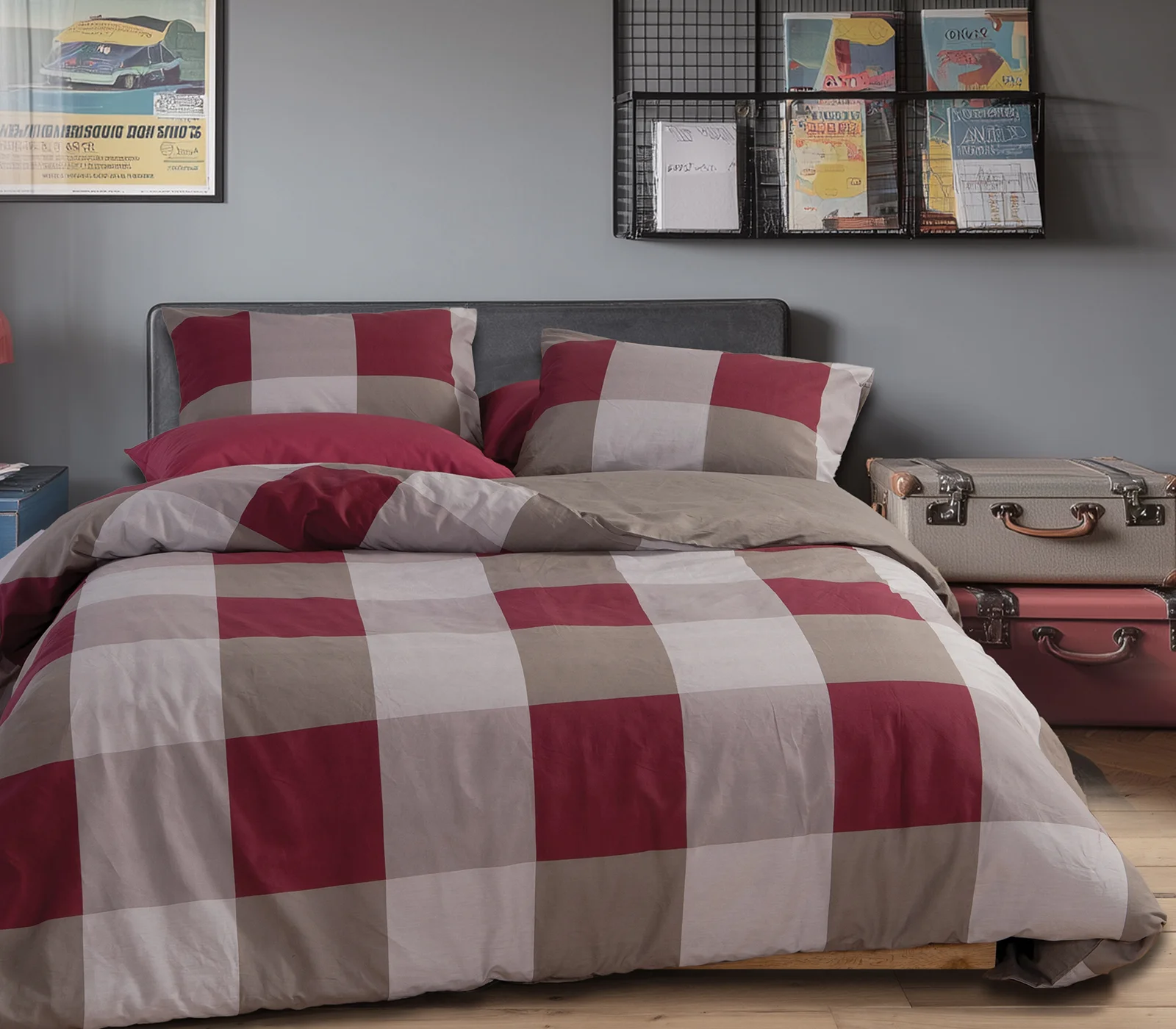 Φωτογραφία προϊόντος: Nef-Nef Homeware ΠΑΠΛΩΜΑΤΟΘΗΚΗ ΒΑΜΒ.CASUAL CHECK ΣΕΤ ΜΟΝΗ BORDO