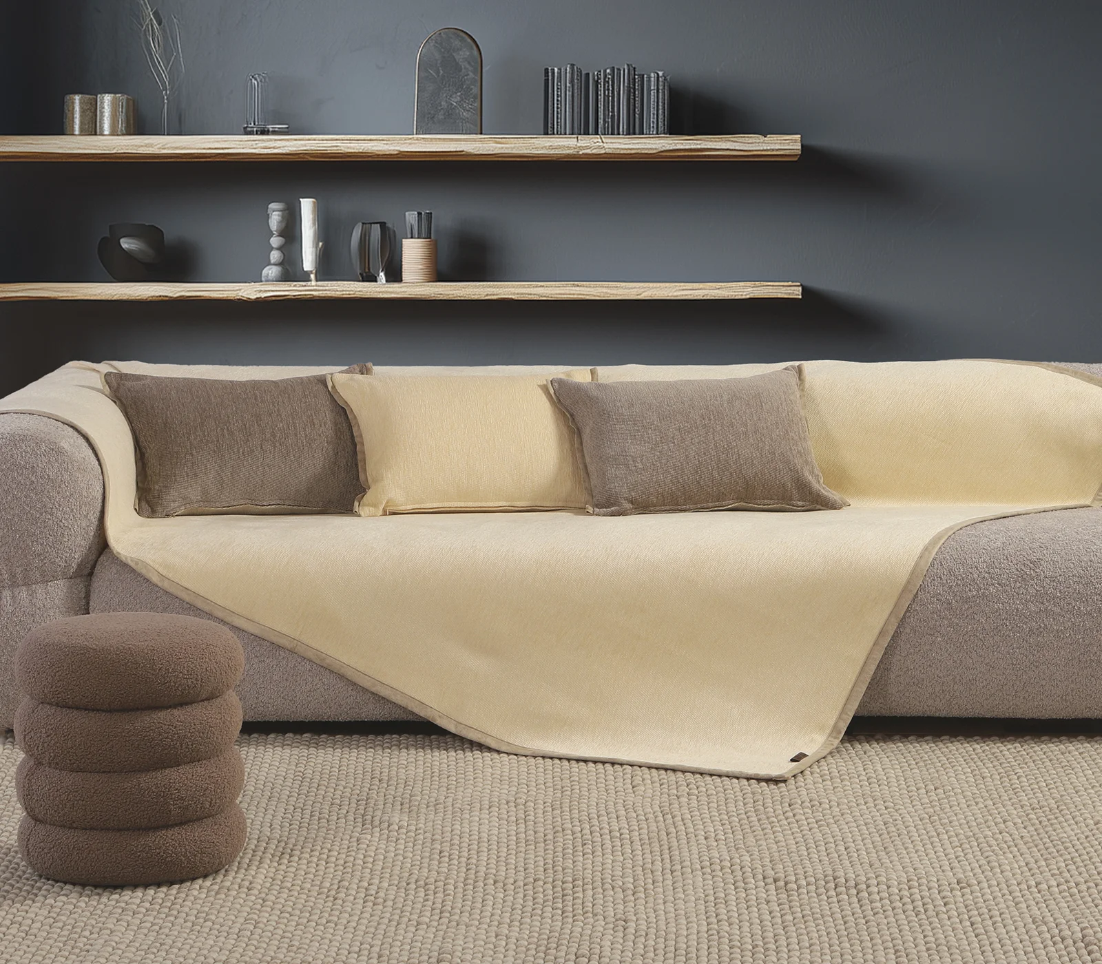 Φωτογραφία προϊόντος: Nef-Nef Homeware Ριχτάρι Τριθέσιου Καναπέ New Tanger 180x300 ECRU