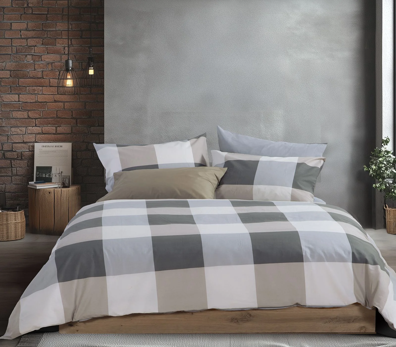 Φωτογραφία προϊόντος: Nef-Nef Homeware ΣΕΝΤΟΝΙ ΒΑΜΒ.CASUAL CHECK ΣΕΤ ΜΟΝΟ Μ.Λ. GREY