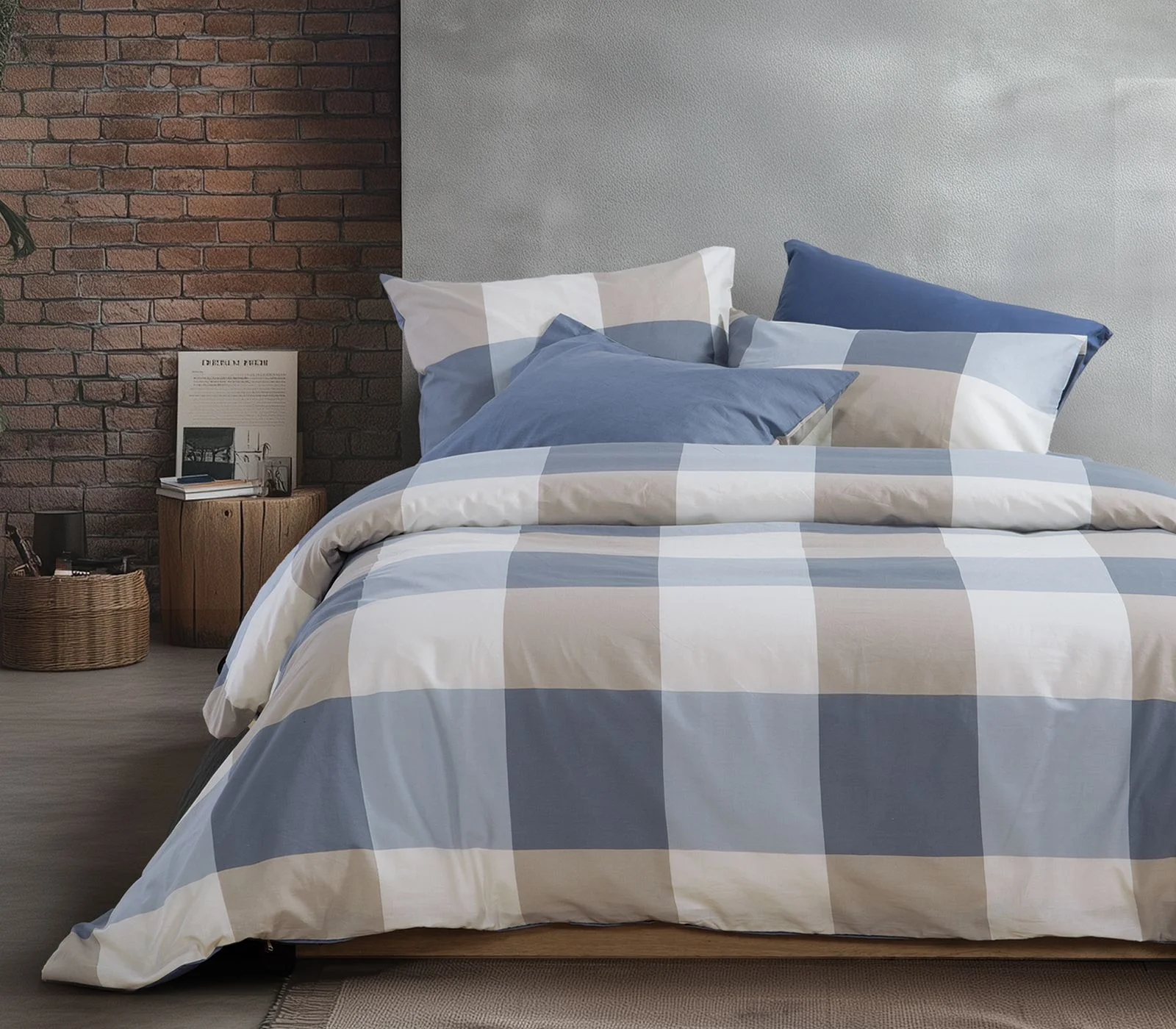 Φωτογραφία προϊόντος: Nef-Nef Homeware ΣΕΝΤΟΝΙ ΒΑΜΒ.CASUAL CHECK ΣΕΤ ΜΟΝΟ DENIM