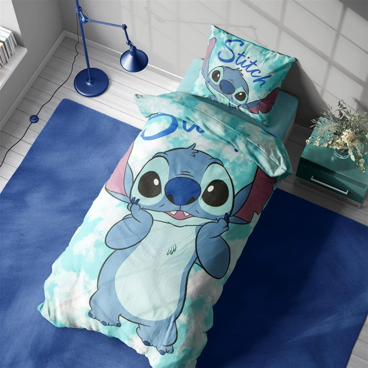 Φωτογραφία προϊόντος: DIMcol Σεντόνια Σετ 2 τεμ Disney Home Stitch 822 160X240 Turquoise 100% Cotton