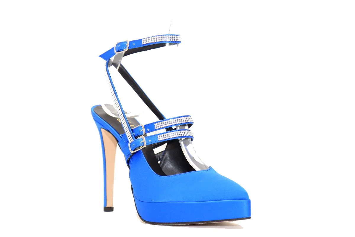 Φωτογραφία προϊόντος: Ellen Shoes Ellen Γυναικεία γόβα 82172 Μπλε Ρουά Σατέν Eco με επένδυση