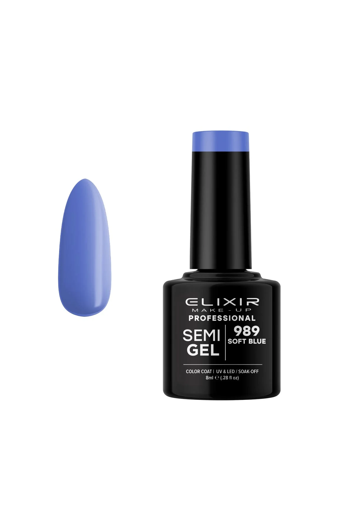 Φωτογραφία προϊόντος: Ημιμόνιμο Βερνίκι Elixir Semi Gel 989 Soft Blue 8ml