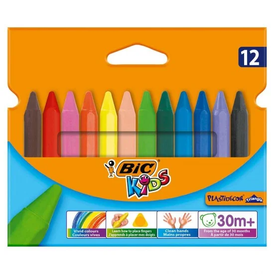 Φωτογραφία προϊόντος: Bic Kids Plastidecor Triangle Σετ Κηρομπογιές 12τμχ