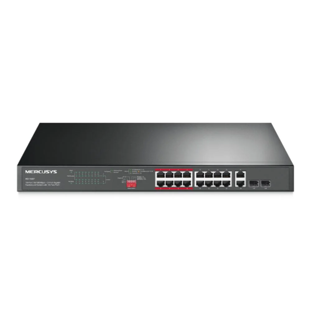 Φωτογραφία προϊόντος: Mercusys 16-Port 10/100Mbps + 2-Port Gigabit Rackmount Switch with 16-Port PoE+ (MS118CP) (MERMS118CP)