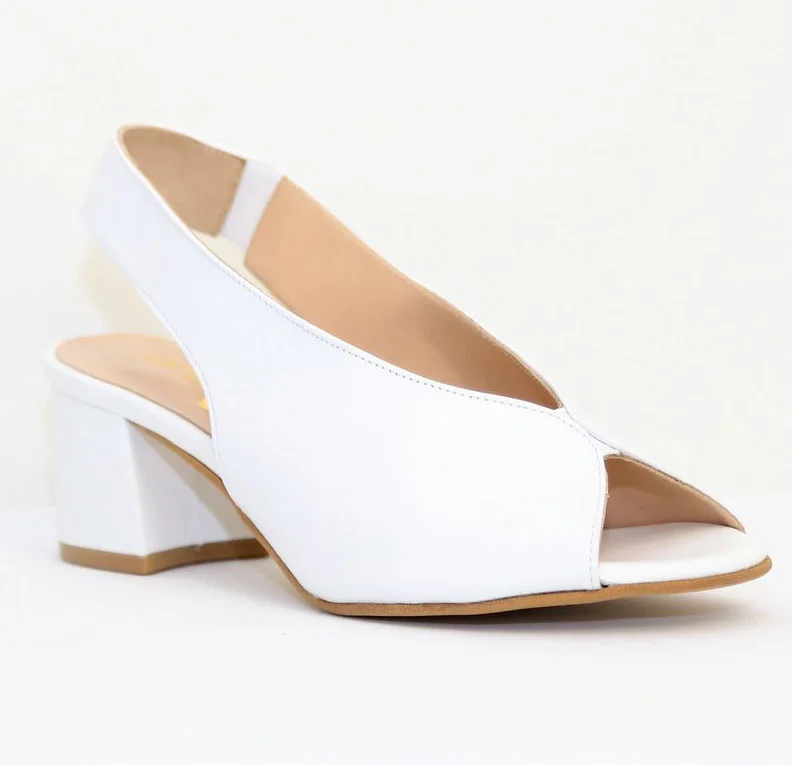 Φωτογραφία προϊόντος: Anteos Shoes Anteos Γυναικεία Peep Toe 21269 Λευκά Δέρμα με επένδυση
