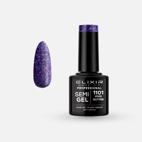 Φωτογραφία προϊόντος: Elixir Ημιμόνιμο βερνίκι 8ml 1101 (Vivid Glitter)