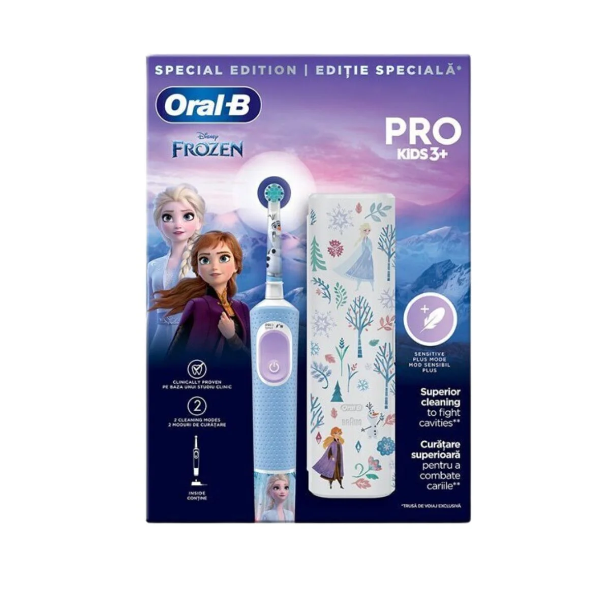 Φωτογραφία προϊόντος: Oral-B,Oral-B Ηλεκτρικές Οδοντόβουρτσες Oral-B Pro Electric Toothbrush Frozen with Travel Case 3+years 1τμχ