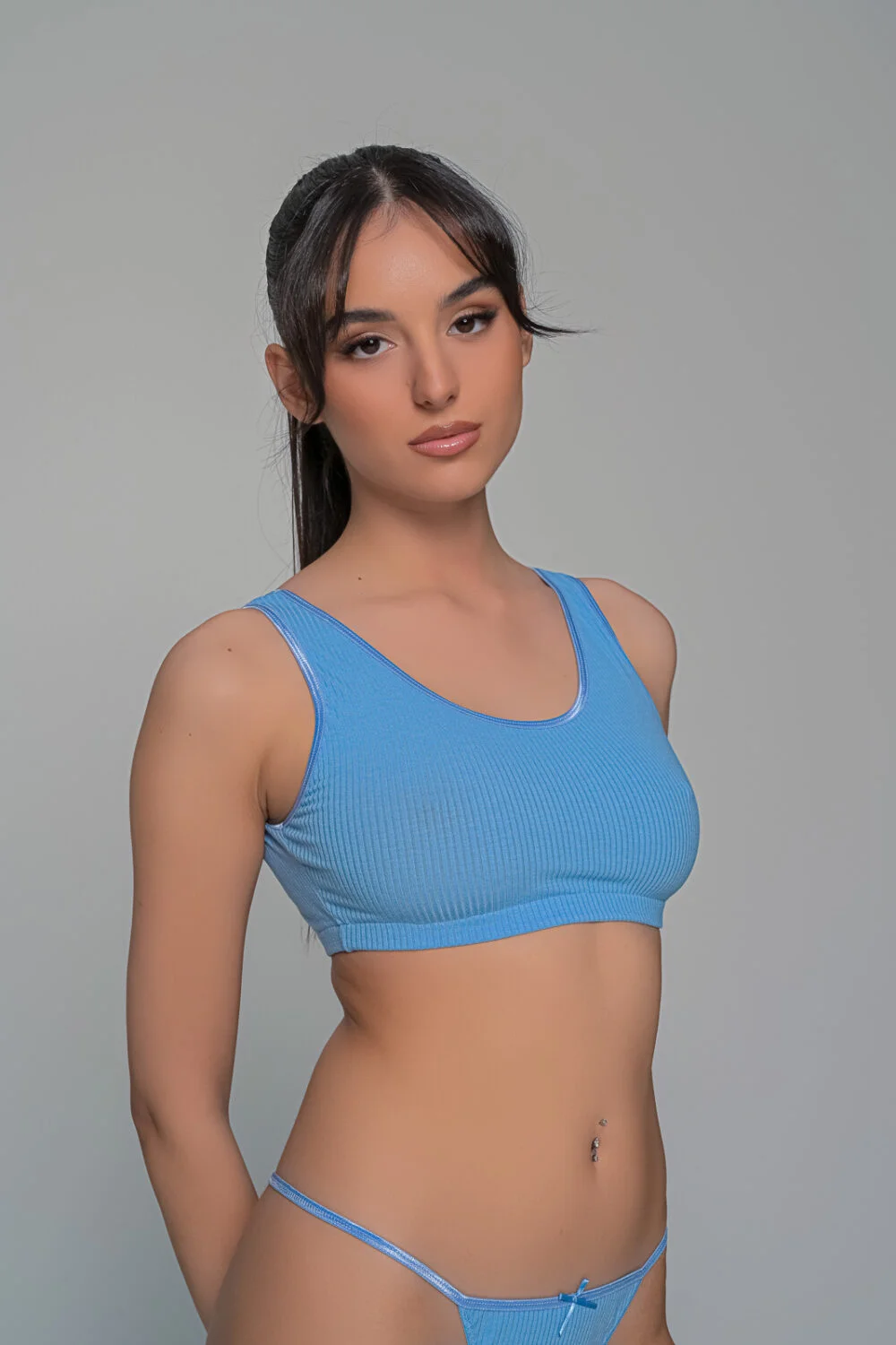 Φωτογραφία προϊόντος: Milena By Paris Γυναικείο Μπουστάκι Ύφασμα Rib με Φαρδιά Τιράντα - Indigo
