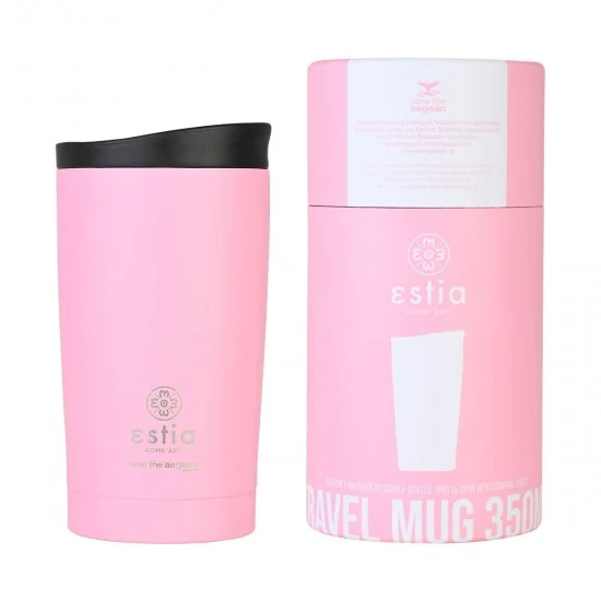Φωτογραφία προϊόντος: Estia Home Art Estia Travel Mug Save The Aegean Ποτήρι Θερμός Ανοξείδωτο 350ml Blossom Rose Ροζ 01-20408