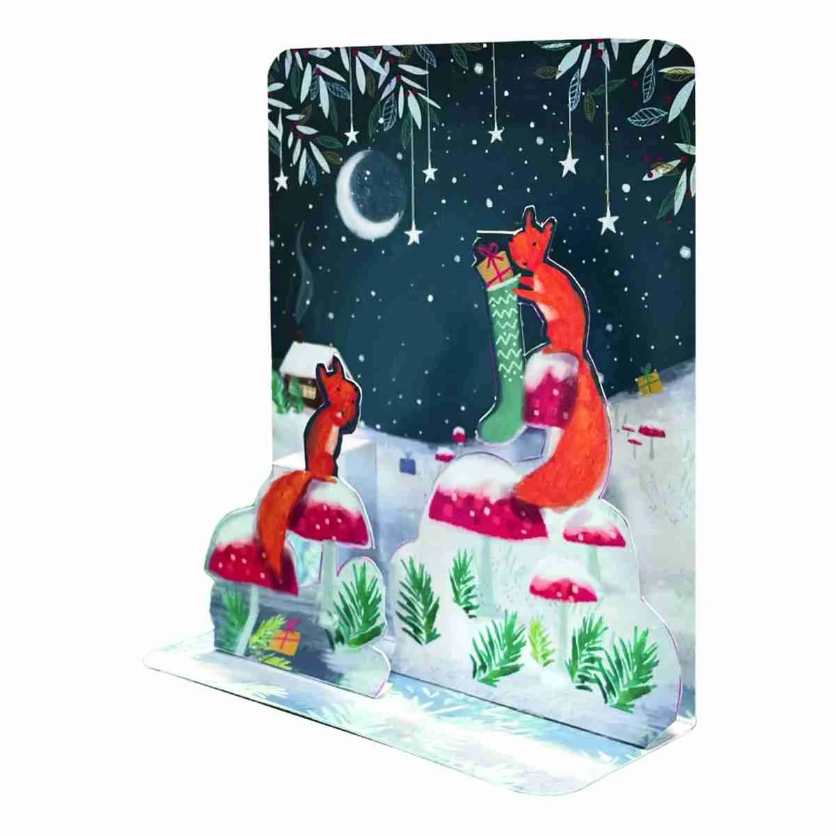 Φωτογραφία προϊόντος: Pictura Xmas 3D Αναδυόμενη Κάρτα Σκιουράκια στη Χιονισμένη Νύχτα