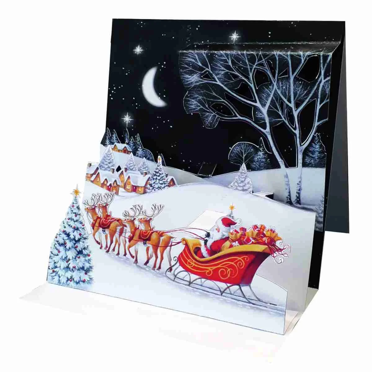Φωτογραφία προϊόντος: Pictura Xmas 3D Αναδυόμενη Κάρτα Ο Άγιος Βασίλης και ο Τάρανδος στο έλκηθρο