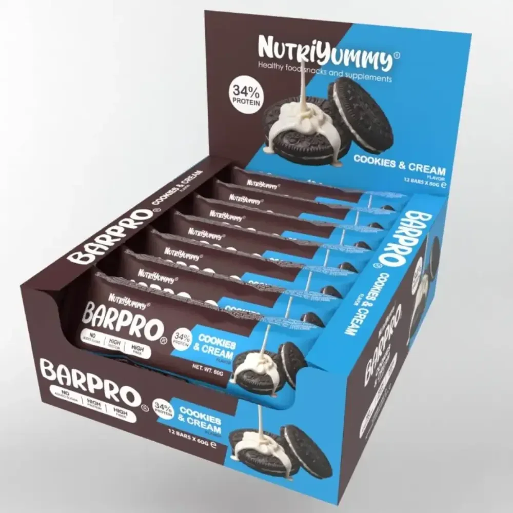Φωτογραφία προϊόντος: Μπάρα πρωτεΐνης, cookies +amp; cream, Barpro, Χωρίς Ζάχαρη, Nutriyummy, 60γρ