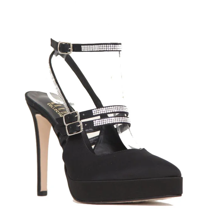 Φωτογραφία προϊόντος: Ellen Shoes 88172 Γυναικείες Γόβες από Σατέν σε Μαύρο χρώμα
