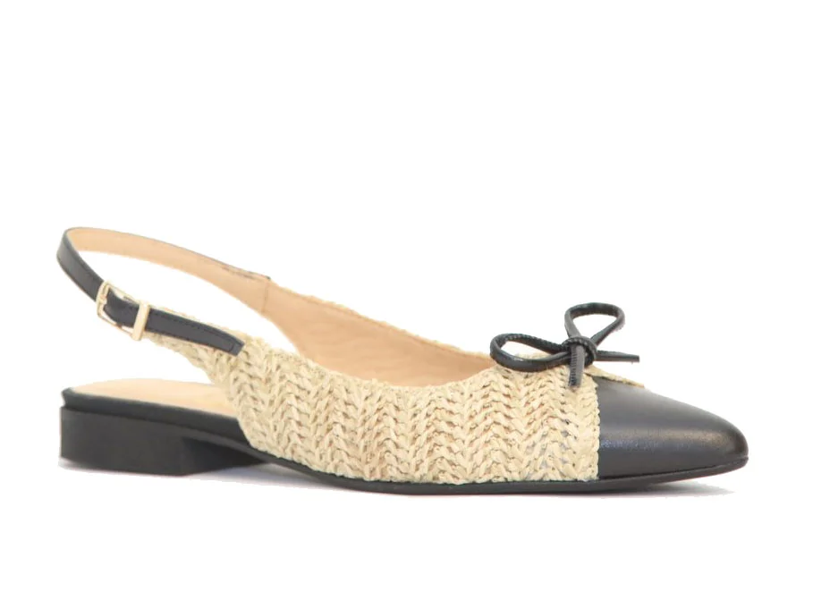Φωτογραφία προϊόντος: Anteos Shoes Anteos 1515 Γυναικεία Γοβάκια από Ψάθα Eco σε Μαύρο - Μπεζ χρώμα