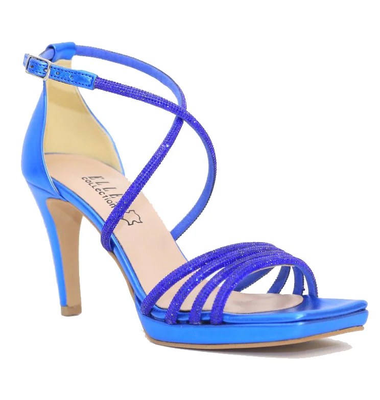 Φωτογραφία προϊόντος: Ellen Shoes 77191 Γυναικεία πέδιλα σε χρώμα Μπλε Μεατλλικό Eco