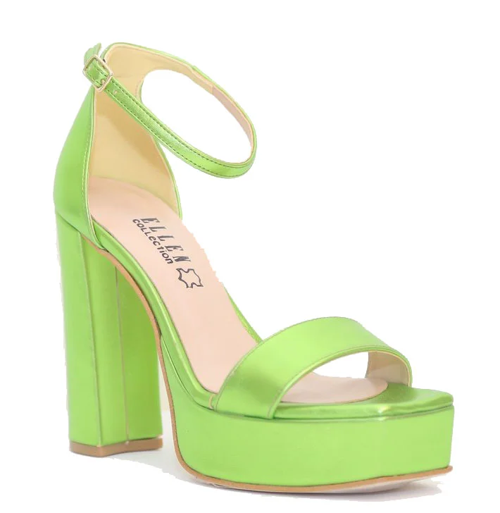 Φωτογραφία προϊόντος: Ellen Shoes 85817 Γυναικεία Ψηλά πέδιλα σε χρώμα Πράσινο Lime Μεταλλικό