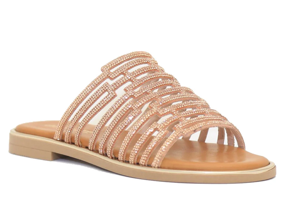 Φωτογραφία προϊόντος: Anteos Shoes Γυναικεία Σανδάλια Anteos 20227 Ταμπά Δέρμα με Strass