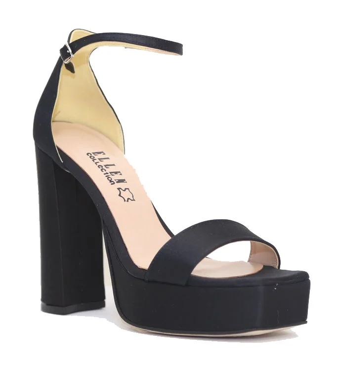 Φωτογραφία προϊόντος: Ellen Shoes 85817 Γυναικεία Ψηλά πέδιλα σε χρώμα Μαύρο Σατέν