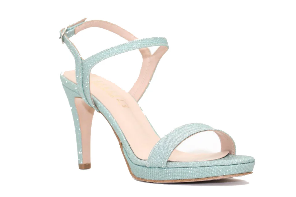 Φωτογραφία προϊόντος: Ellen Shoes Ellen 72104 Πράσινο Micro - Glitter Γυναικεία Πέδιλα με Λεπτό Ψηλό Τακούνι