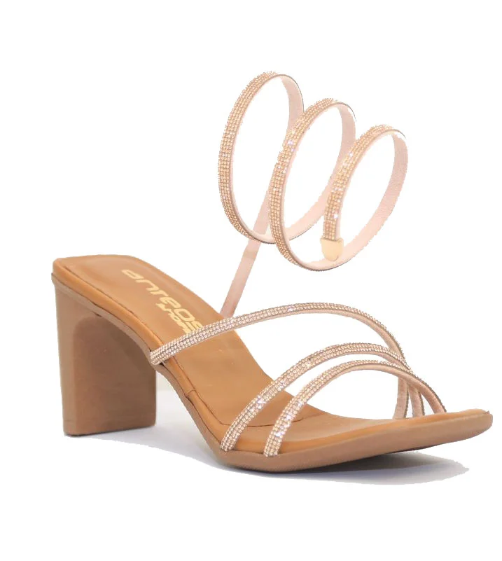 Φωτογραφία προϊόντος: Anteos Shoes Γυναικεία Σανδάλια Anteos 23243 Δέρμα σε Χρώμα Ταμπά με Strass