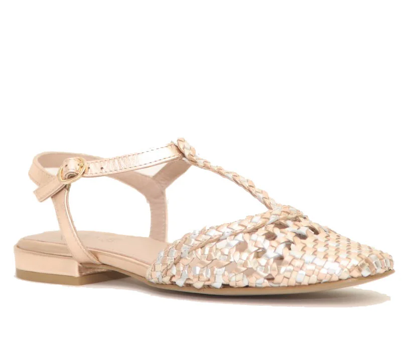 Φωτογραφία προϊόντος: top3shoes Top3 Shoes SF25414 Γυναικείες Μπαλαρίνες από Δέρμα σε Χρυσό - Ασημί χρώμα