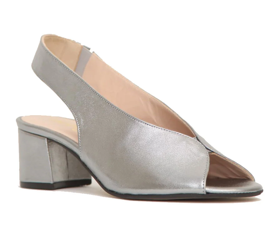 Φωτογραφία προϊόντος: Anteos Shoes Anteos 21269 Γυναικεία Peep Toe Πέδιλα από δέρμα σε Ασημί- Ατσάλι χρώμα