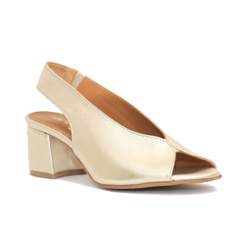 Φωτογραφία προϊόντος: Anteos Shoes Anteos Γυναικεία Peep Toe 21269 Χρυσά Δέρμα με επένδυση