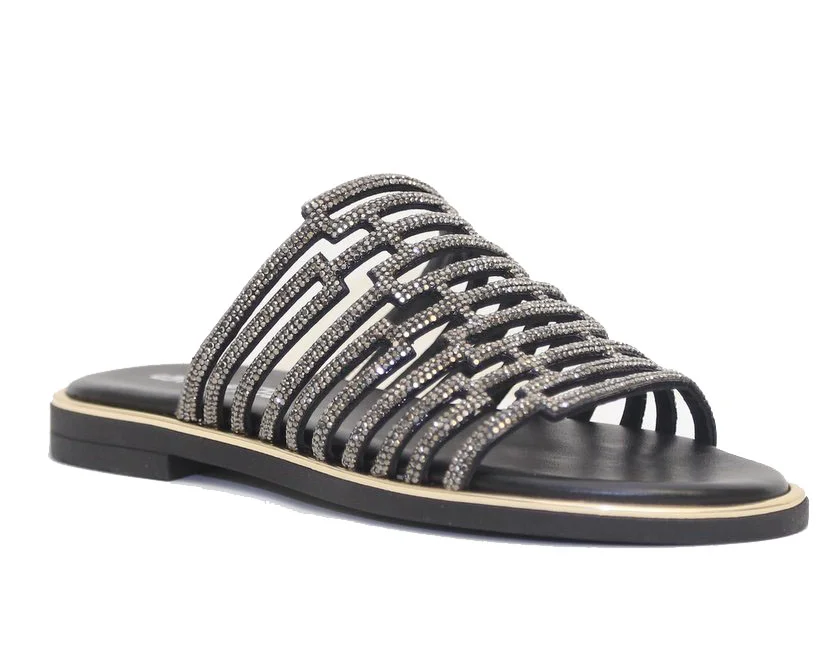 Φωτογραφία προϊόντος: Anteos Shoes Γυναικεία Σανδάλια Anteos 20227 Μαύρα Δέρμα με Strass