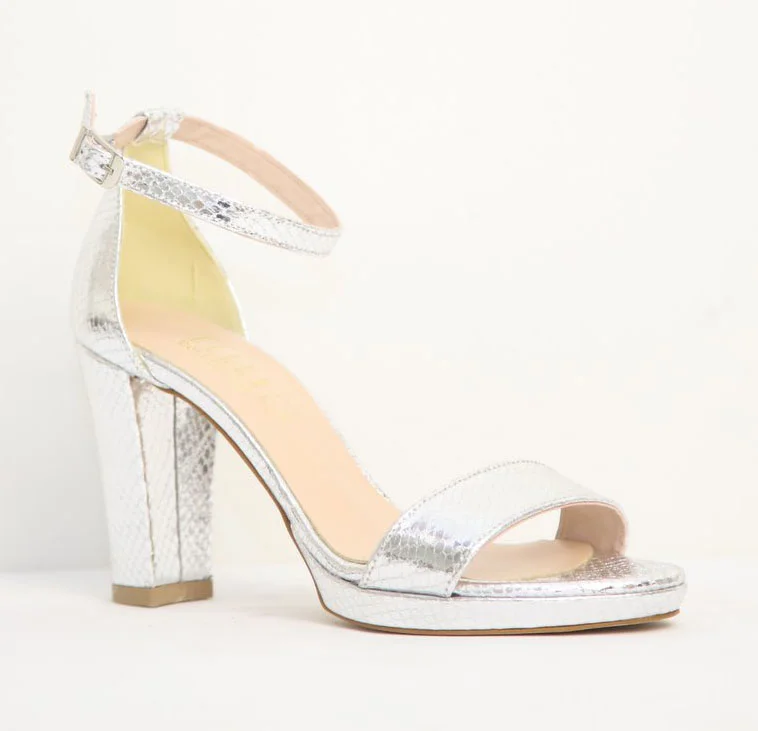 Φωτογραφία προϊόντος: Ellen Shoes 78115 Γυναικεία Πέδιλα Φίδι από Eco σε Ασημί χρώμα